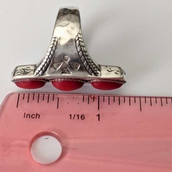 Silpada Sterling Silver Red Coral ‘Deep Sea’ Statement Ring - R3265 - Picture 9 of 11